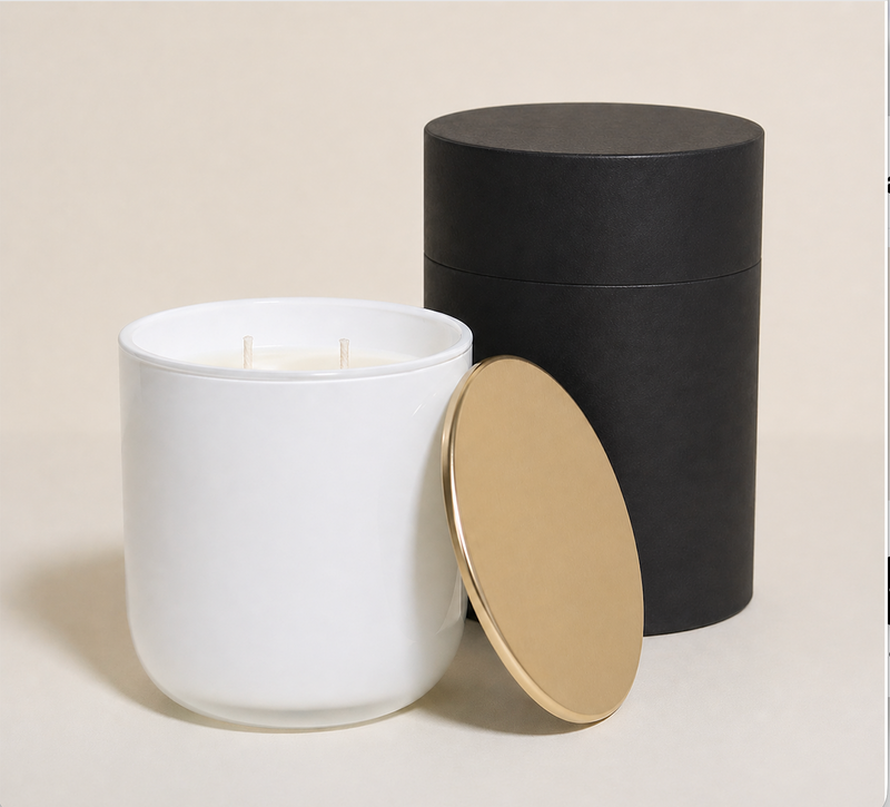 Gold Candle — Golden Drift | Modern Glass Candle with Gold Lid