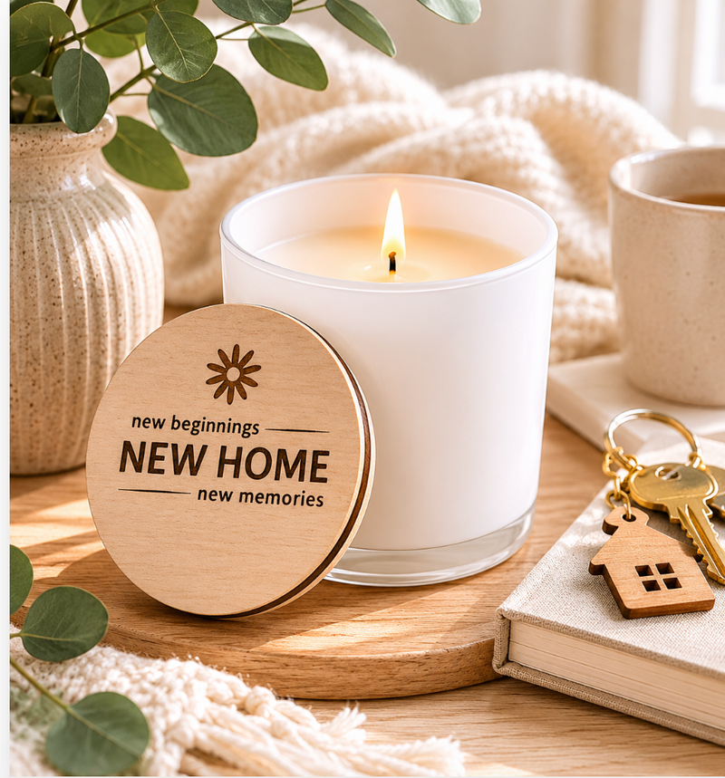 New Home Candle Gift – Engraved Housewarming Keepsake