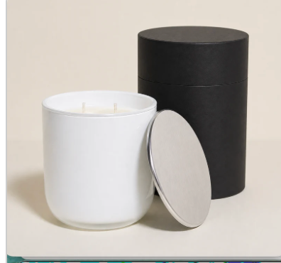 Soft Grace | Modern Glass Candle with Silver Lid
