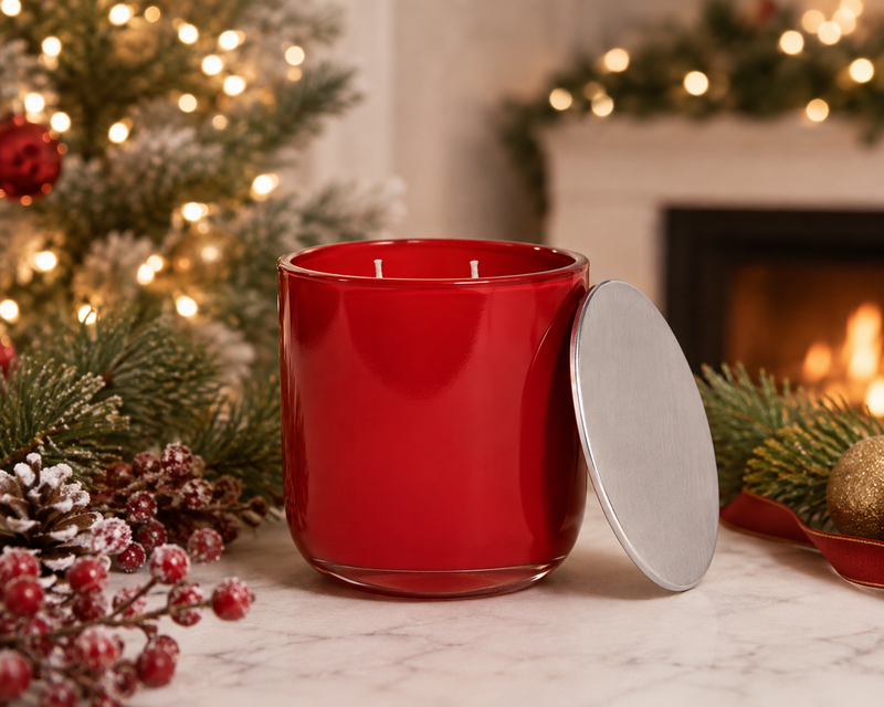 Frasier Fir Holiday Candle | Red Glass | 12 oz
