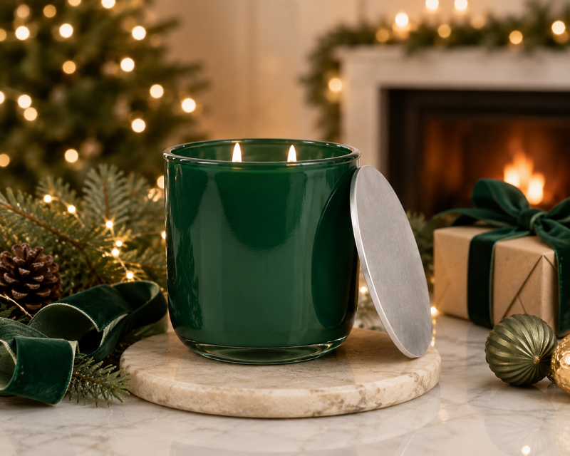 Frasier Fir Holiday Candle | Clover Green Glass | 12 oz