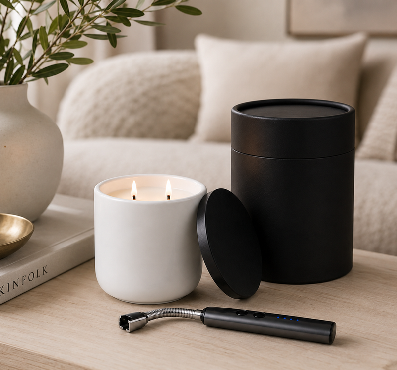 Blue Tropic Gift Set — Candle + USB Lighter