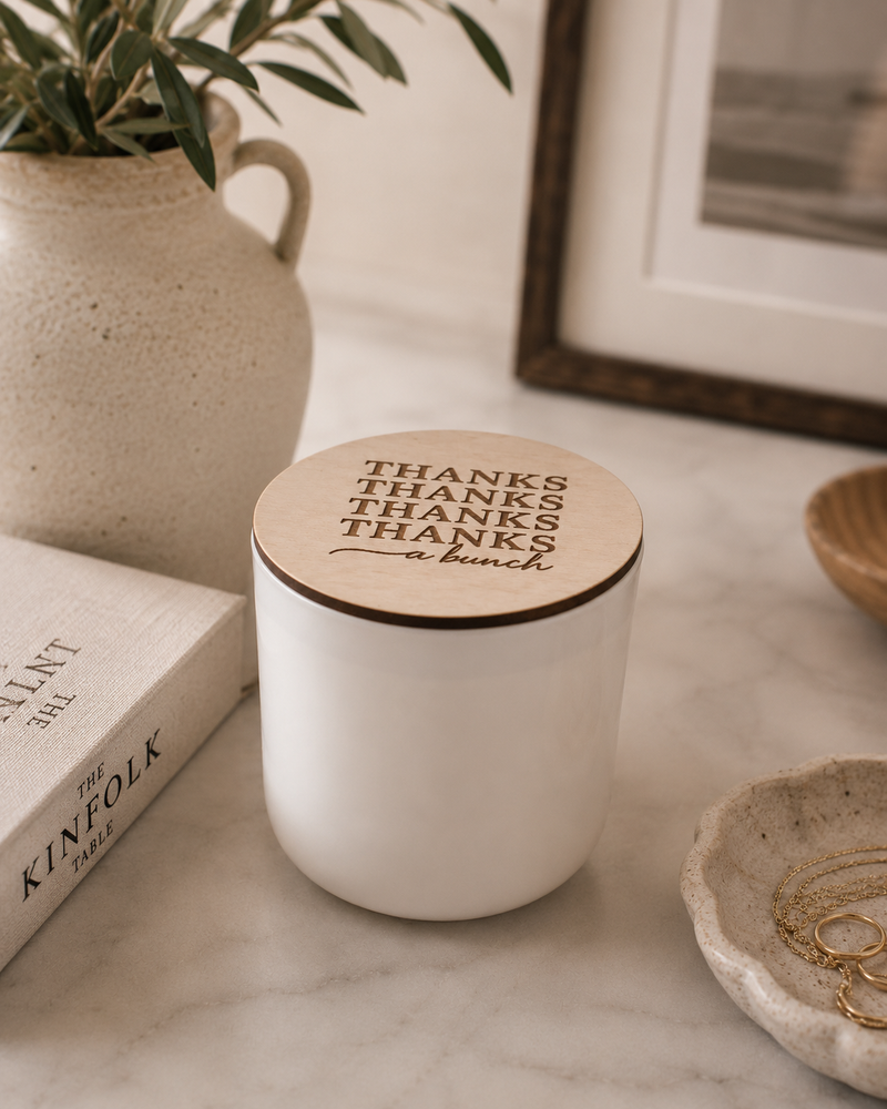 Thank You Candle Gift – “Thanks a Bunch” Engraved Lid