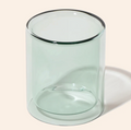 Double-walled clear glass candle with smooth olive oil wax in a floating-style vessel – luxury inspired candle by Artsy Chicks Co.