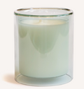 Double-walled clear glass candle with smooth olive oil wax in a floating-style vessel – luxury inspired candle by Artsy Chicks Co.