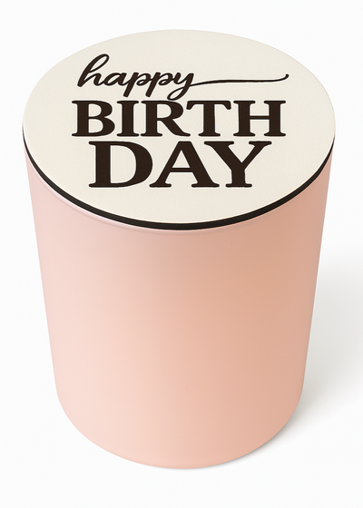 Happy Birthday Luxury Candle in Blush Vessel with Engraved Lid – Birthday Gift