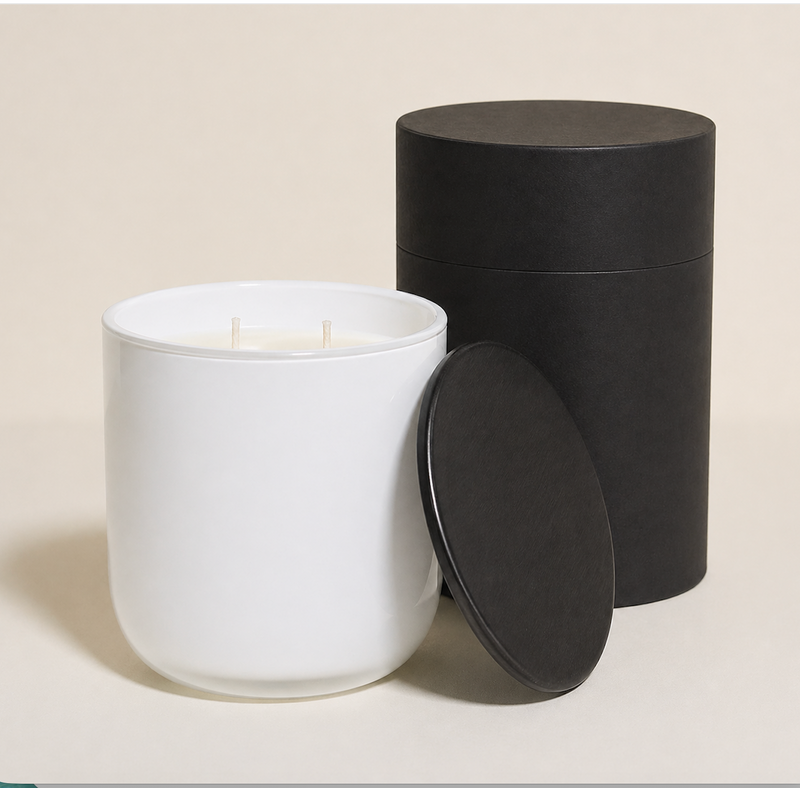 Black  Candle- Stillwater|Modern Glass Candle with Black Lid