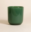 Green ceramic  candle   with Peace & Joy holiday greeting 