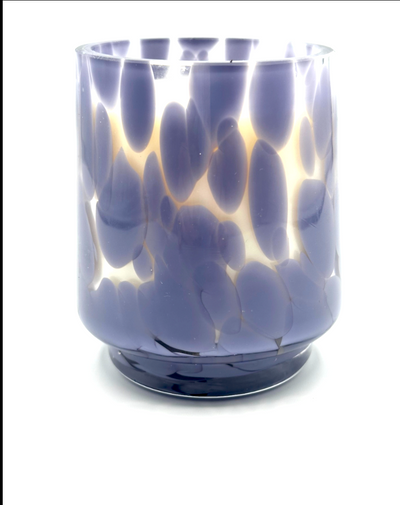 Gray Inspired Candle with floating flame in a double-walled glass vessel, scented with Vanilla Coco Milk and hand-poured in clean-burning wax.