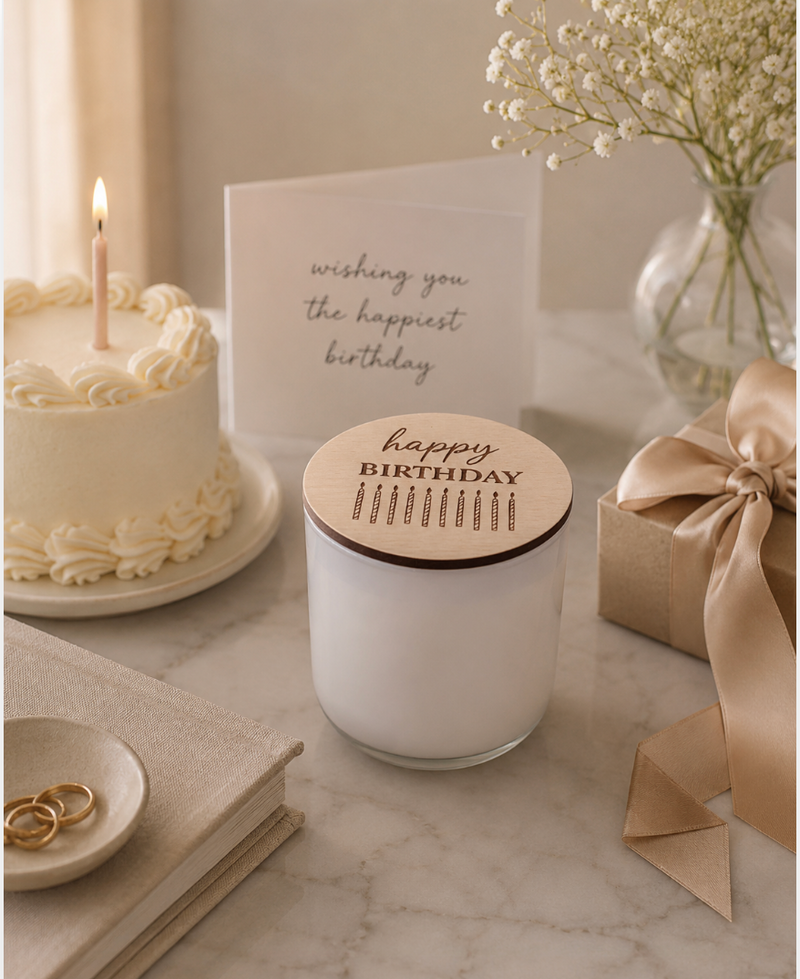 Happy Birthday Candle Gift – Engraved Keepsake Lid