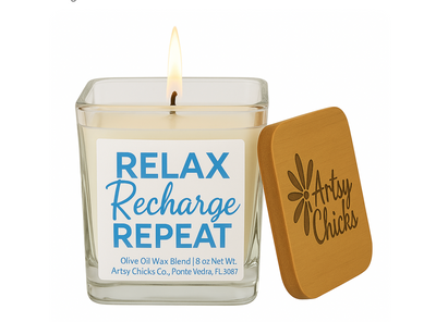 relax recharge repeat candle
